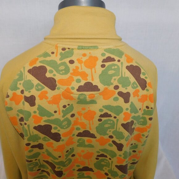 IMPERIOUS Mens XL Green Orange Brown Cartoon Blob Camo Sweatshirt jacket - Picture 10 of 11